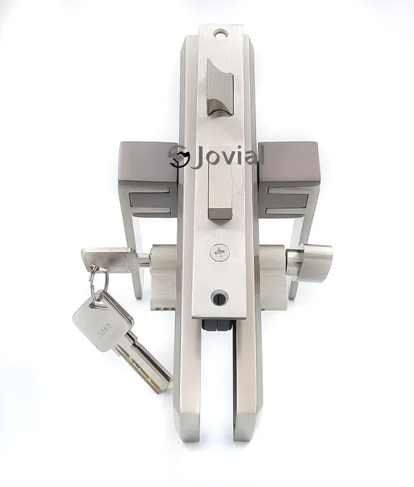 CY-58_-_8"_Plate_Mortise_Door_Lock_Handle_Set/Mortise_Lock_with_Brass_Lock_Body_and_60mm_Brass_Cylinder_Set_with_3_Brass_Computerised_Keys(Silver_Satin_Finish)