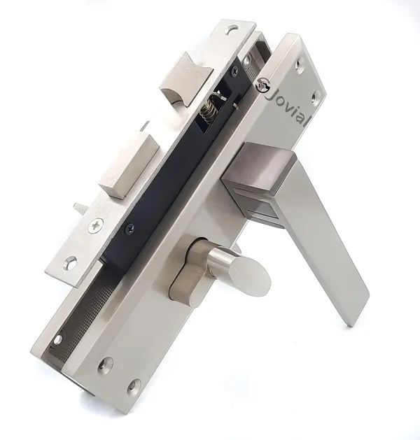 CY-58_-_8"_Plate_Mortise_Door_Lock_Handle_Set/Mortise_Lock_with_Brass_Lock_Body_and_60mm_Brass_Cylinder_Set_with_3_Brass_Computerised_Keys(Silver_Satin_Finish)