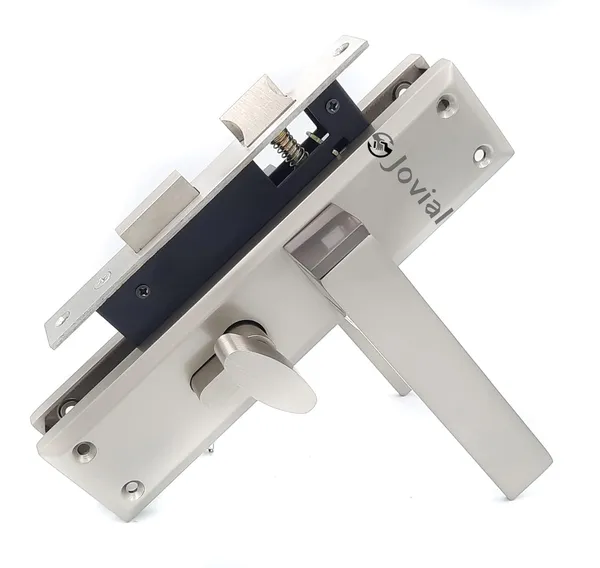 CY-58_-_8"_Plate_Mortise_Door_Lock_Handle_Set/Mortise_Lock_with_Brass_Lock_Body_and_60mm_Brass_Cylinder_Set_with_3_Brass_Computerised_Keys(Silver_Satin_Finish)