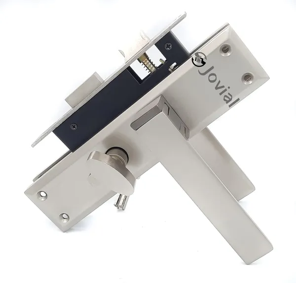 CY-58_-_8"_Plate_Mortise_Door_Lock_Handle_Set/Mortise_Lock_with_Brass_Lock_Body_and_60mm_Brass_Cylinder_Set_with_3_Brass_Computerised_Keys(Silver_Satin_Finish)