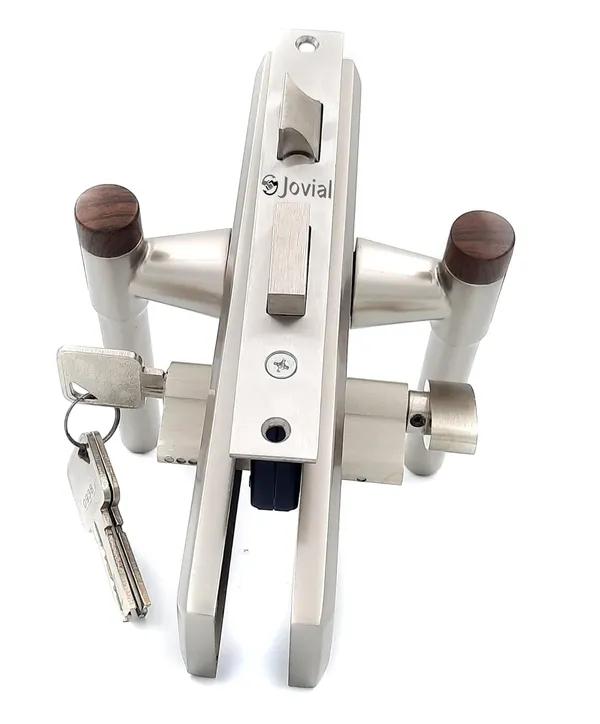 CY-OLIVER-P_-_8"_Plate_Mortise_Door_Lock_Handle_Set/Mortise_Lock_with_Brass_Lock_Body_and_60mm_Brass_Cylinder_Set_with_3_Brass_Computerised_Keys(Satin_Wood_Finish)