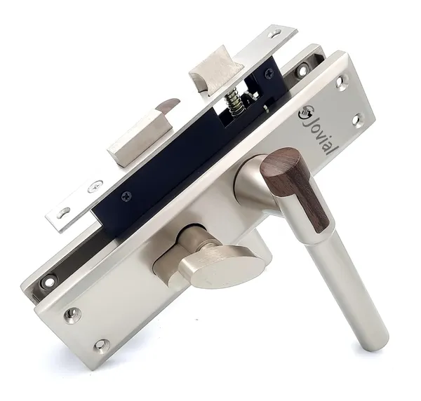 CY-OLIVER-P_-_8"_Plate_Mortise_Door_Lock_Handle_Set/Mortise_Lock_with_Brass_Lock_Body_and_60mm_Brass_Cylinder_Set_with_3_Brass_Computerised_Keys(Satin_Wood_Finish)