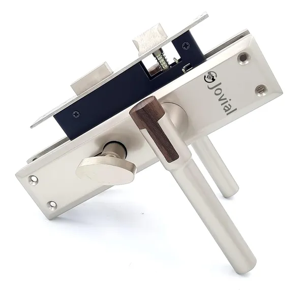 CY-OLIVER-P_-_8"_Plate_Mortise_Door_Lock_Handle_Set/Mortise_Lock_with_Brass_Lock_Body_and_60mm_Brass_Cylinder_Set_with_3_Brass_Computerised_Keys(Satin_Wood_Finish)