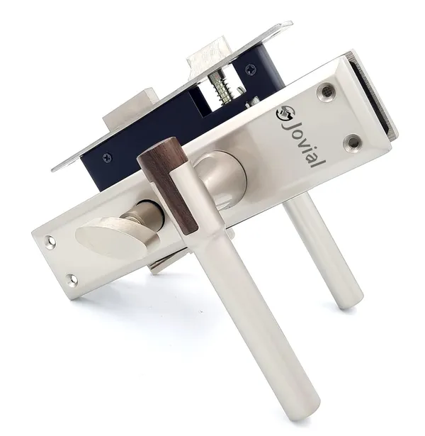 CY-OLIVER-P_-_8"_Plate_Mortise_Door_Lock_Handle_Set/Mortise_Lock_with_Brass_Lock_Body_and_60mm_Brass_Cylinder_Set_with_3_Brass_Computerised_Keys(Satin_Wood_Finish)