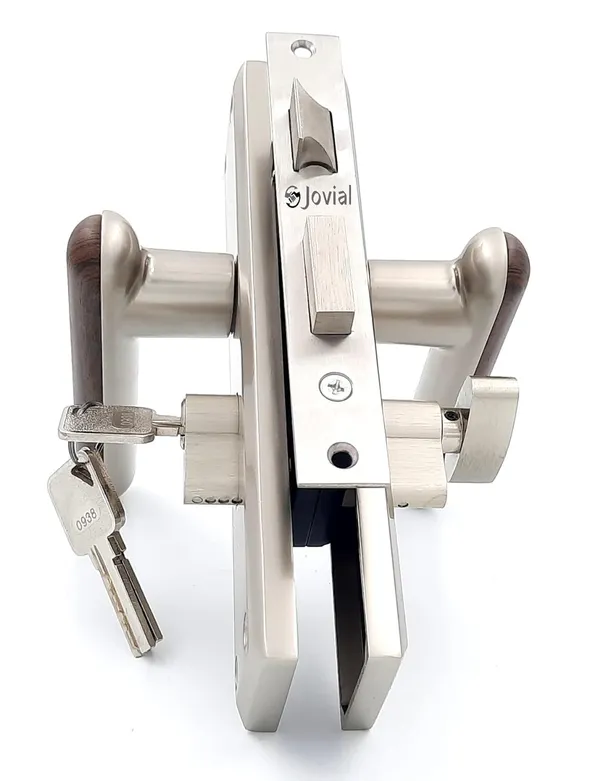 CY-SIGNITO-P_-_8"_Plate_Mortise_Door_Lock_Handle_Set/Mortise_Lock_with_Brass_Lock_Body_and_60mm_Brass_Cylinder_Set_with_3_Brass_Computerised_Keys(Satin_Wood_Finish)