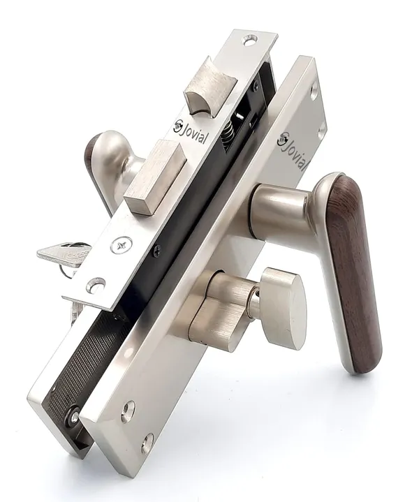 CY-SIGNITO-P_-_8"_Plate_Mortise_Door_Lock_Handle_Set/Mortise_Lock_with_Brass_Lock_Body_and_60mm_Brass_Cylinder_Set_with_3_Brass_Computerised_Keys(Satin_Wood_Finish)