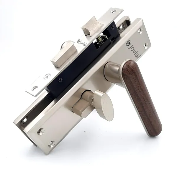 CY-SIGNITO-P_-_8"_Plate_Mortise_Door_Lock_Handle_Set/Mortise_Lock_with_Brass_Lock_Body_and_60mm_Brass_Cylinder_Set_with_3_Brass_Computerised_Keys(Satin_Wood_Finish)
