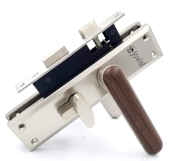 CY-SIGNITO-P_-_8"_Plate_Mortise_Door_Lock_Handle_Set/Mortise_Lock_with_Brass_Lock_Body_and_60mm_Brass_Cylinder_Set_with_3_Brass_Computerised_Keys(Satin_Wood_Finish)