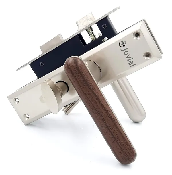 CY-SIGNITO-P_-_8"_Plate_Mortise_Door_Lock_Handle_Set/Mortise_Lock_with_Brass_Lock_Body_and_60mm_Brass_Cylinder_Set_with_3_Brass_Computerised_Keys(Satin_Wood_Finish)