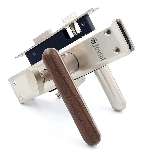 CY-SIGNITO-P_-_8"_Plate_Mortise_Door_Lock_Handle_Set/Mortise_Lock_with_Brass_Lock_Body_and_60mm_Brass_Cylinder_Set_with_3_Brass_Computerised_Keys(Satin_Wood_Finish)