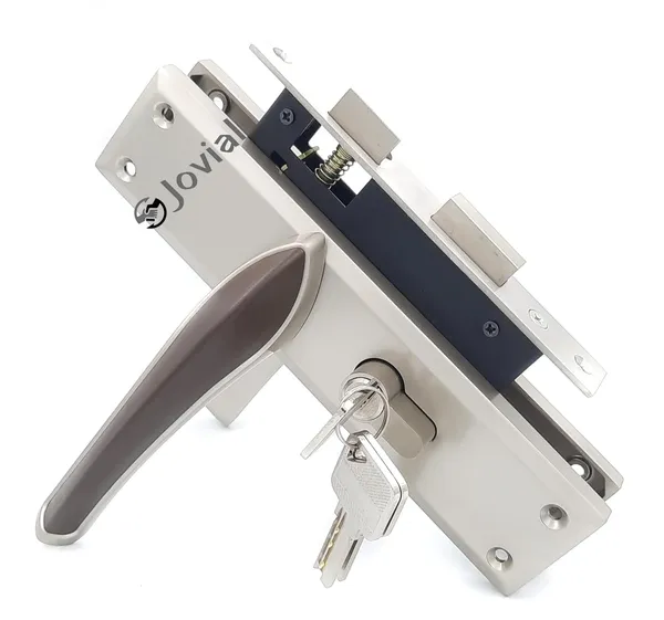 CY-Sigma_-_8"_Plate_Mortise_Door_Lock_Handle/Mortise_Lock_with_Brass_Lock_Body_and_60mm_Brass_Cylinder_Set_with_3_Brass_Computerised_Keys_(Silver_Satin_Finish)