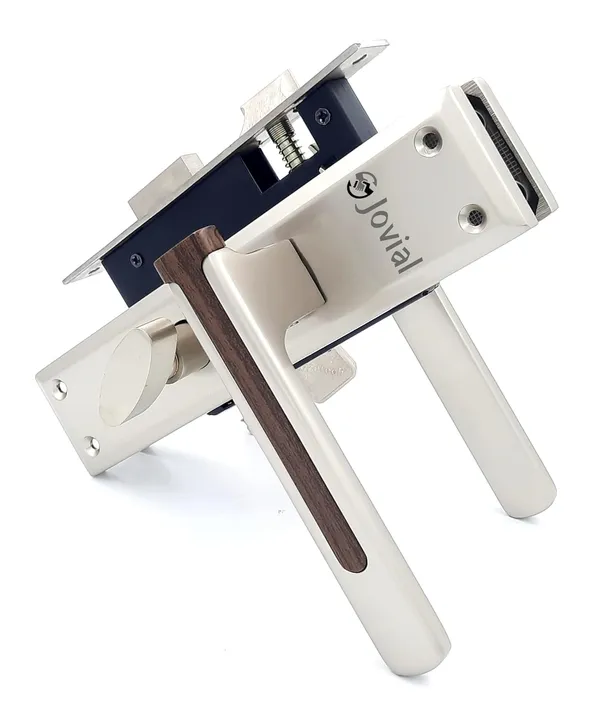 CY-VIVON-P_-_8"_Plate_Mortise_Door_Lock_Handle_Set/Mortise_Lock_with_Brass_Lock_Body_and_60mm_Brass_Cylinder_Set_with_3_Brass_Computerised_Keys(Satin_Wood_Finish)