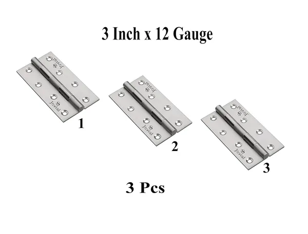 3"x_12_|_3_Pcs_-_Stainless_Steel_Door_Hinges/Window_Hinges/Butt_Hinges,_Softly_Movement_Hinges_(3_inch_x_12_Gauge/2.5_mm_Thickness,_Finish_:_Satin_Matt,_3_Pcs)