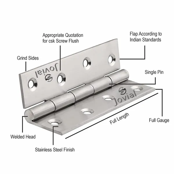3"x_12_|_3_Pcs_-_Stainless_Steel_Door_Hinges/Window_Hinges/Butt_Hinges,_Softly_Movement_Hinges_(3_inch_x_12_Gauge/2.5_mm_Thickness,_Finish_:_Satin_Matt,_3_Pcs)