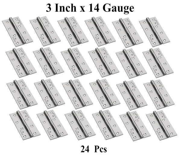 3"x_14_|_24_Pcs_-_Stainless_Steel_Door_Hinges/Window_Hinges/Butt_Hinges,_Softly_Movement_Hinges_(3_Inch_x_14_Gauge/2_mm_Thickness,_Finish_:_Satin_Matt,_24_Pcs)