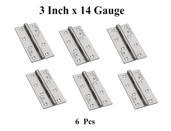 3"x_14_|_6_Pcs_-_Stainless_Steel_Door_Hinges/Window_Hinges/Butt_Hinges,_Softly_Movement_Hinges_(3_Inch_x_14_Gauge/2_mm_Thickness,_Finish_:_Satin_Matt,_6_Pcs)