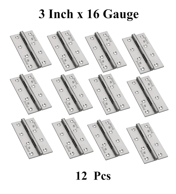 3"x_16_|_12_Pcs_-_Stainless_Steel_Door_Hinges/Window_Hinges/Butt_Hinges,_Softly_Movement_Hinges_(3_Inch_x_16_Gauge/1.5_mm_Thickness,_Finish_:_Satin_Matt,_12_Pcs)