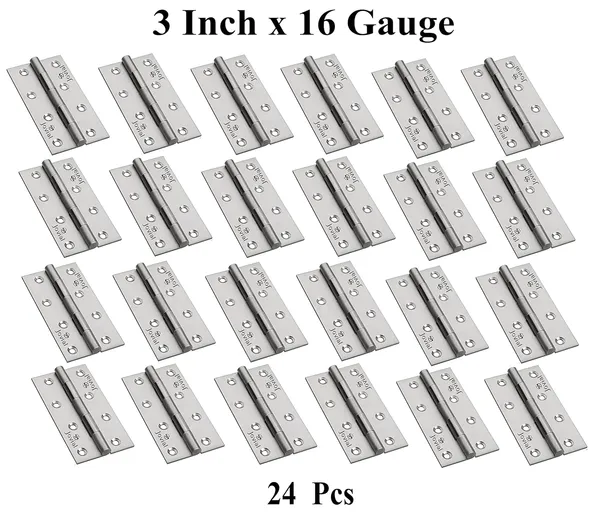 3"x_16_|_24_Pcs_-_Stainless_Steel_Door_Hinges/Window_Hinges/Butt_Hinges,_Softly_Movement_Hinges_(3_Inch_x_16_Gauge/1.5_mm_Thickness,_Finish_:_Satin_Matt,_24_Pcs)