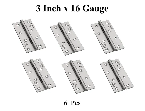 3"x_16_|_6_Pcs_-_Stainless_Steel_Door_Hinges/Window_Hinges/Butt_Hinges,_Softly_Movement_Hinges_(3_Inch_x_16_Gauge/1.5_mm_Thickness,_Finish_:_Satin_Matt,_6_Pcs)