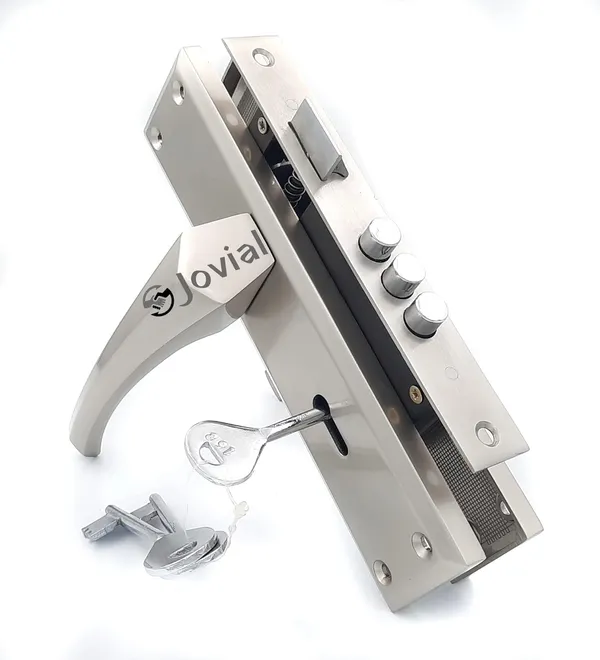 KY-12_-_8"_Plate_Mortise_Door_Lock_Handle_Set/Mortise_Lock_with_Brass_Lock_Body_and_3_Pcs_Keys(Silver_Satin_Finish)