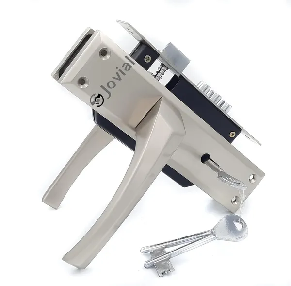 KY-12_-_8"_Plate_Mortise_Door_Lock_Handle_Set/Mortise_Lock_with_Brass_Lock_Body_and_3_Pcs_Keys(Silver_Satin_Finish)