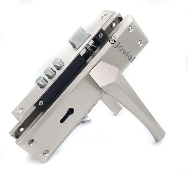 KY-12_-_8"_Plate_Mortise_Door_Lock_Handle_Set/Mortise_Lock_with_Brass_Lock_Body_and_3_Pcs_Keys(Silver_Satin_Finish)