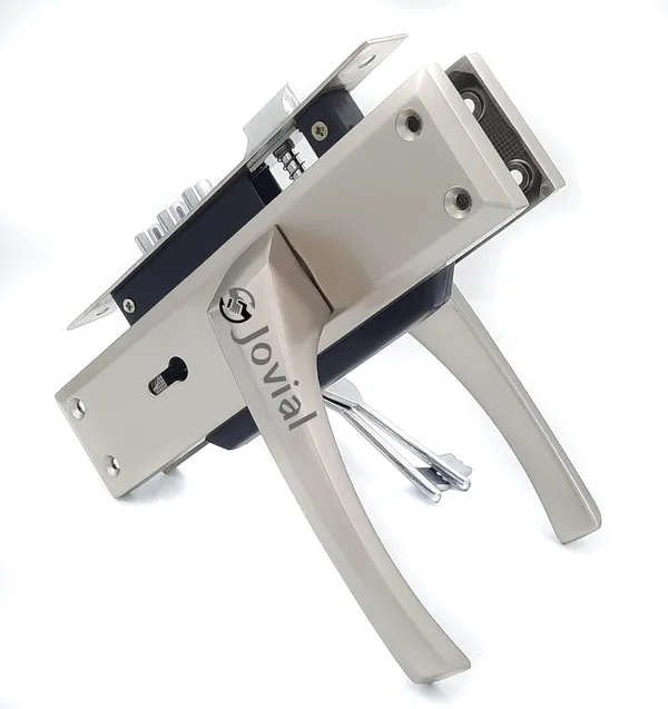 KY-12_-_8"_Plate_Mortise_Door_Lock_Handle_Set/Mortise_Lock_with_Brass_Lock_Body_and_3_Pcs_Keys(Silver_Satin_Finish)