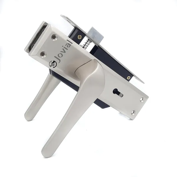 KY-13_-_8"_Plate_Mortise_Door_Lock_Handle_Set/Mortise_Lock_with_Brass_Lock_Body_and_3_Pcs_Keys(Silver_Satin_Finish)