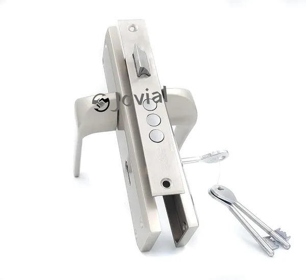KY-13_-_8"_Plate_Mortise_Door_Lock_Handle_Set/Mortise_Lock_with_Brass_Lock_Body_and_3_Pcs_Keys(Silver_Satin_Finish)