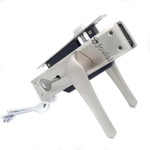 KY-13_-_8"_Plate_Mortise_Door_Lock_Handle_Set/Mortise_Lock_with_Brass_Lock_Body_and_3_Pcs_Keys(Silver_Satin_Finish)