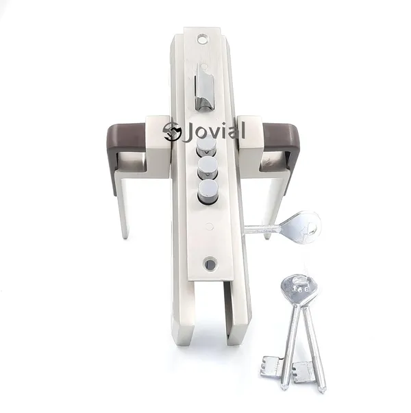 KY-18_-_8"_Plate_Mortise_Door_Lock_Handle_Set/Mortise_Lock_with_Brass_Lock_Body_and_3_Pcs_Keys(Silver_Satin_Finish)