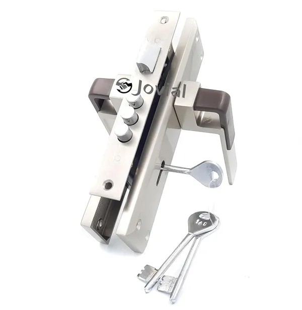 KY-18_-_8"_Plate_Mortise_Door_Lock_Handle_Set/Mortise_Lock_with_Brass_Lock_Body_and_3_Pcs_Keys(Silver_Satin_Finish)