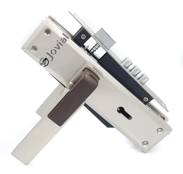 KY-18_-_8"_Plate_Mortise_Door_Lock_Handle_Set/Mortise_Lock_with_Brass_Lock_Body_and_3_Pcs_Keys(Silver_Satin_Finish)