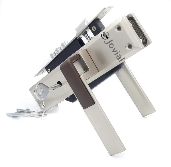 KY-18_-_8"_Plate_Mortise_Door_Lock_Handle_Set/Mortise_Lock_with_Brass_Lock_Body_and_3_Pcs_Keys(Silver_Satin_Finish)