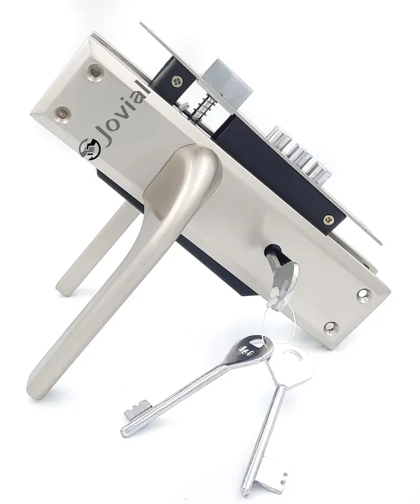 KY-27_-_8"_Plate_Mortise_Door_Lock_Handle_Set/Mortise_Lock_with_Brass_Lock_Body_and_3_Pcs_Keys(Silver_Satin_Finish)