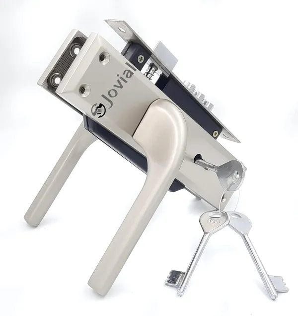 KY-27_-_8"_Plate_Mortise_Door_Lock_Handle_Set/Mortise_Lock_with_Brass_Lock_Body_and_3_Pcs_Keys(Silver_Satin_Finish)
