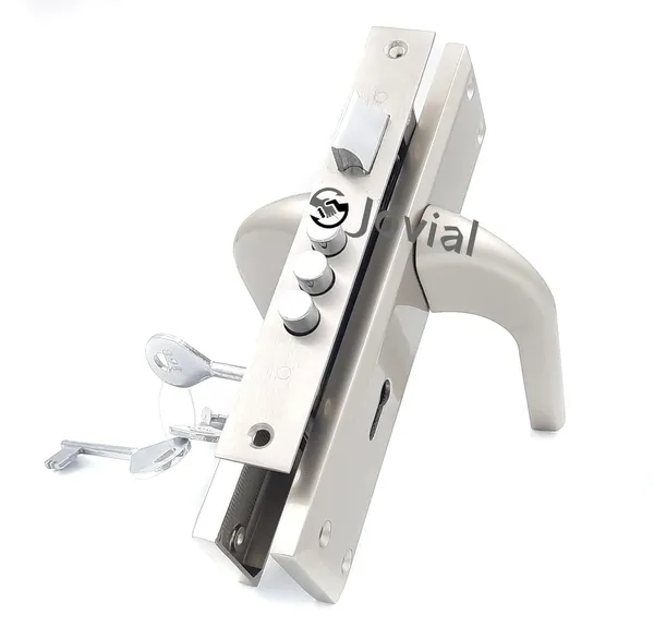 KY-27_-_8"_Plate_Mortise_Door_Lock_Handle_Set/Mortise_Lock_with_Brass_Lock_Body_and_3_Pcs_Keys(Silver_Satin_Finish)