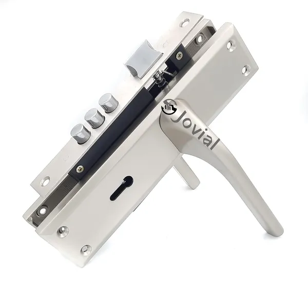 KY-27_-_8"_Plate_Mortise_Door_Lock_Handle_Set/Mortise_Lock_with_Brass_Lock_Body_and_3_Pcs_Keys(Silver_Satin_Finish)