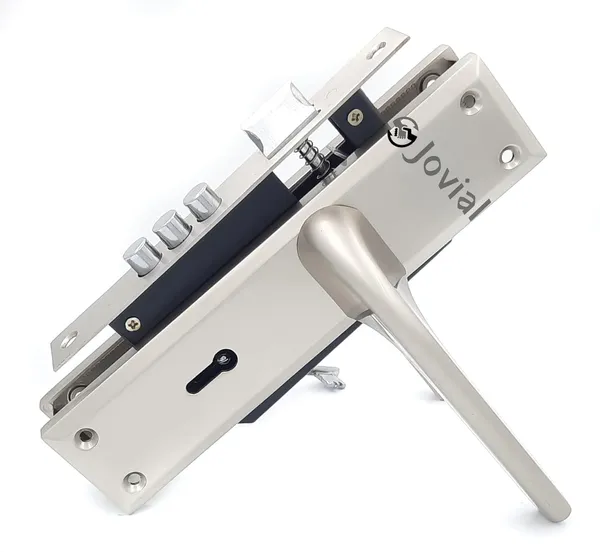 KY-27_-_8"_Plate_Mortise_Door_Lock_Handle_Set/Mortise_Lock_with_Brass_Lock_Body_and_3_Pcs_Keys(Silver_Satin_Finish)