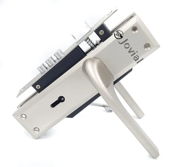 KY-27_-_8"_Plate_Mortise_Door_Lock_Handle_Set/Mortise_Lock_with_Brass_Lock_Body_and_3_Pcs_Keys(Silver_Satin_Finish)