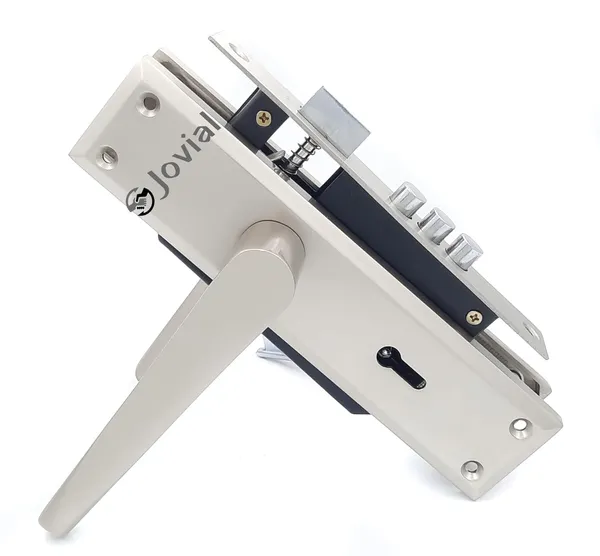 KY-30_-_8"_Plate_Mortise_Door_Lock_Handle_Set/Mortise_Lock_with_Brass_Lock_Body_and_3_Pcs_Keys(Silver_Satin_Finish)