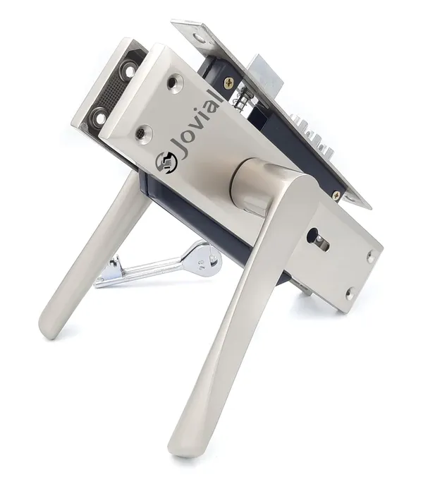 KY-30_-_8"_Plate_Mortise_Door_Lock_Handle_Set/Mortise_Lock_with_Brass_Lock_Body_and_3_Pcs_Keys(Silver_Satin_Finish)