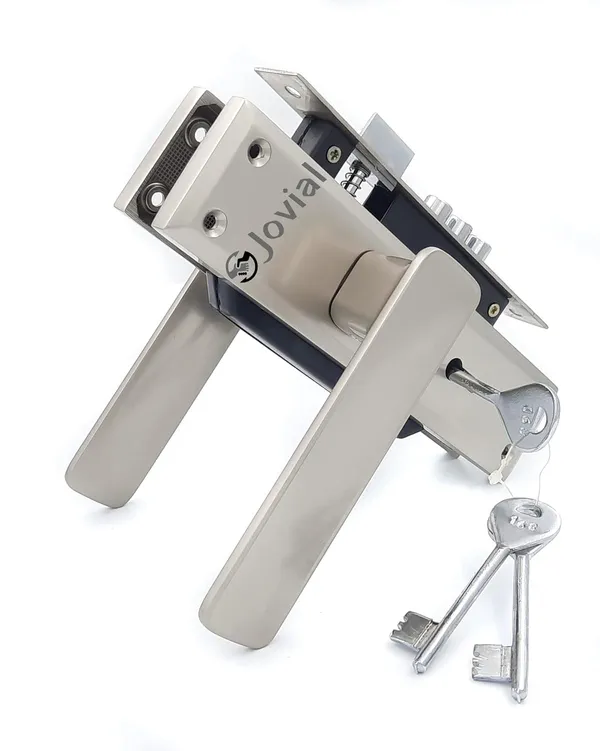 KY-40_-_8"_Plate_Mortise_Door_Lock_Handle_Set/Mortise_Lock_with_Brass_Lock_Body_and_3_Pcs_Keys(Silver_Satin_Finish)