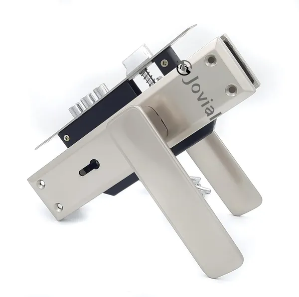 KY-40_-_8"_Plate_Mortise_Door_Lock_Handle_Set/Mortise_Lock_with_Brass_Lock_Body_and_3_Pcs_Keys(Silver_Satin_Finish)