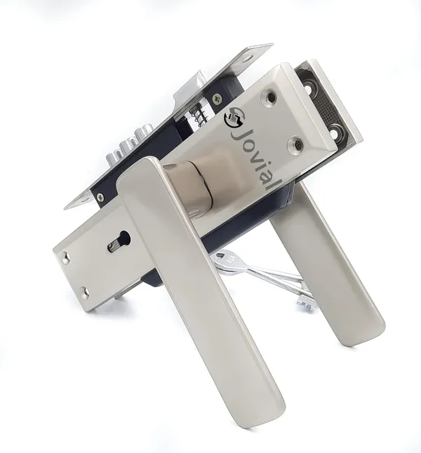 KY-40_-_8"_Plate_Mortise_Door_Lock_Handle_Set/Mortise_Lock_with_Brass_Lock_Body_and_3_Pcs_Keys(Silver_Satin_Finish)