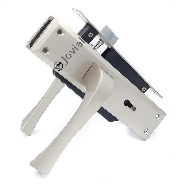 KY-42_-_8"_Plate_Mortise_Door_Lock_Handle_Set/Mortise_Lock_with_Brass_Lock_Body_and_3_Pcs_Keys(Silver_Satin_Finish)