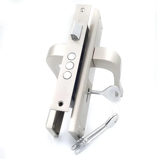 KY-42_-_8"_Plate_Mortise_Door_Lock_Handle_Set/Mortise_Lock_with_Brass_Lock_Body_and_3_Pcs_Keys(Silver_Satin_Finish)