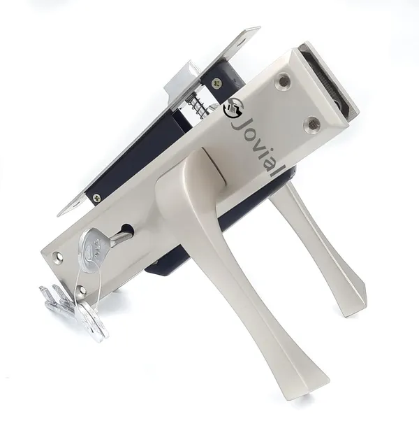 KY-42_-_8"_Plate_Mortise_Door_Lock_Handle_Set/Mortise_Lock_with_Brass_Lock_Body_and_3_Pcs_Keys(Silver_Satin_Finish)
