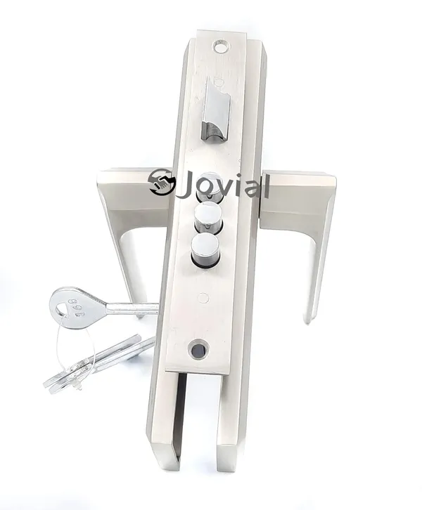 KY-43_-_8"_Plate_Mortise_Door_Lock_Handle_Set/Mortise_Lock_with_Brass_Lock_Body_and_3_Pcs_Keys(Silver_Satin_Finish)