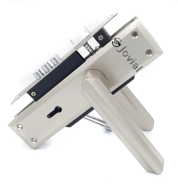 KY-43_-_8"_Plate_Mortise_Door_Lock_Handle_Set/Mortise_Lock_with_Brass_Lock_Body_and_3_Pcs_Keys(Silver_Satin_Finish)